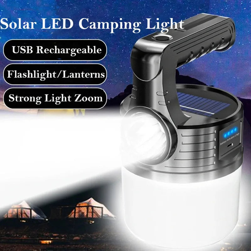 Solar-Campinglampe LumiCamp Solar | USB-Wiederaufladbar & Taschenlampenfunktion | Tragbar & Hell | Für Zelt, Outdoor & Notfälle