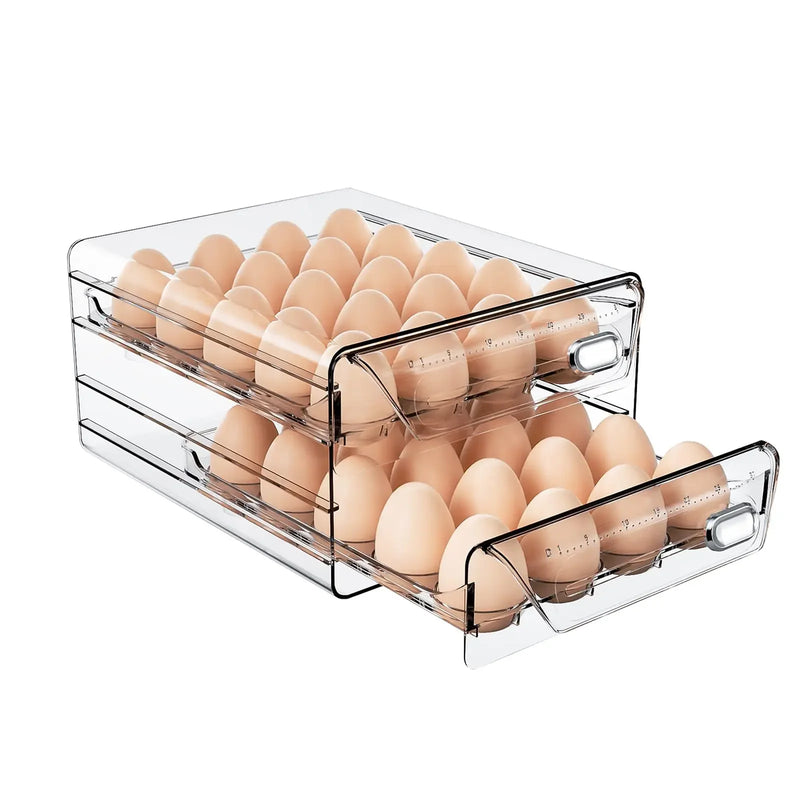 Eierbox KlarFresh | 60er Eierhalter mit 2 Schubladen | Mit Datumsanzeige | Stapelbar & BPA-frei