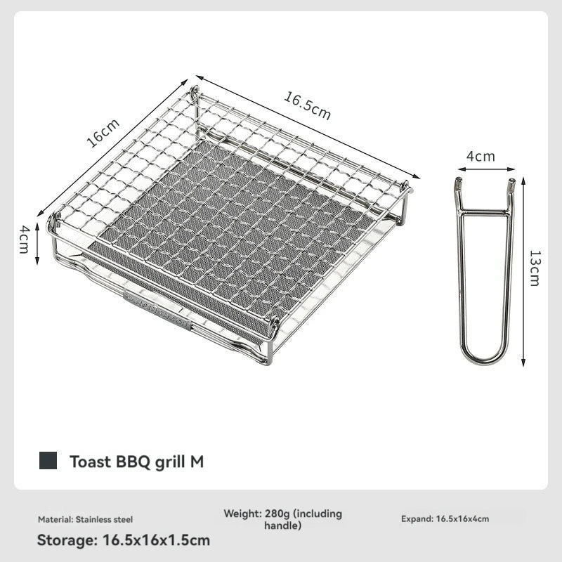 Flamvero Klappbarer Edelstahl-Toaströster | Modell S & M | Für Grill & Camping | Kompakt & robust