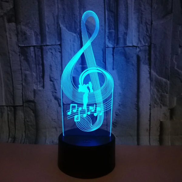 MelodyGlow | 3D LED Nachtlampe | Musiknoten Design | 7 Farben wechselnd & Touch-Steuerung