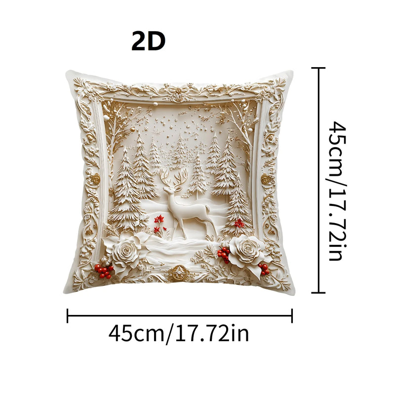 Nordzauber | Weihnachts-Kissenbezug | Weiß mit „Happy 2026“ Motiv | 45 × 45 cm | Festliche Deko für Sofa, Bett & Auto