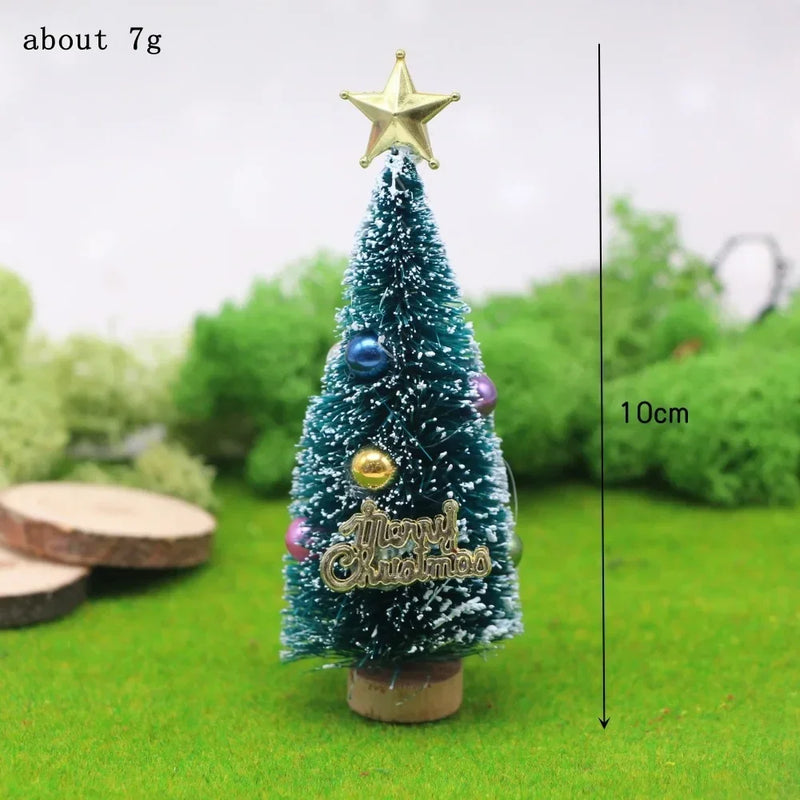 Evervane | Mini Weihnachtsbaum | Dekorierte Zeder & Kiefer auf Sisalbasis | Mit Perlen & Stern | Tischdekoration & Miniatur-Figur 4,5–13 cm