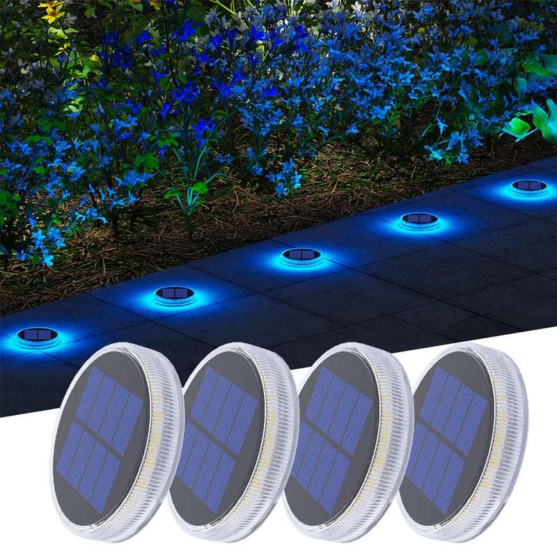 Solvix StepLights | 4er-Set Solar-Bodenleuchten | IP68 Wasserdicht | Klebemontage ohne Bohren | Für Garten, Terrasse & Wege