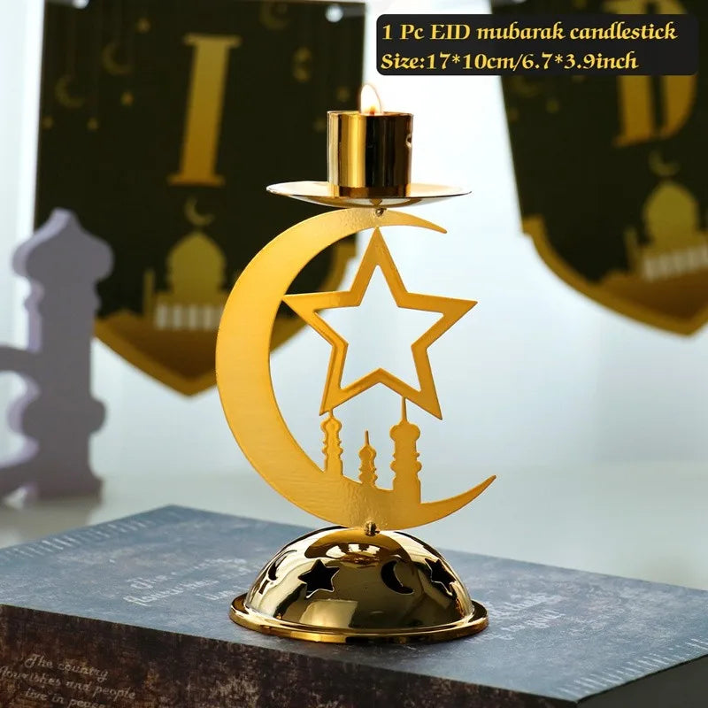 LumiNoor Ramadan Kerzenhalter | Mond-Design | Stimmungsvolle Deko | Metall