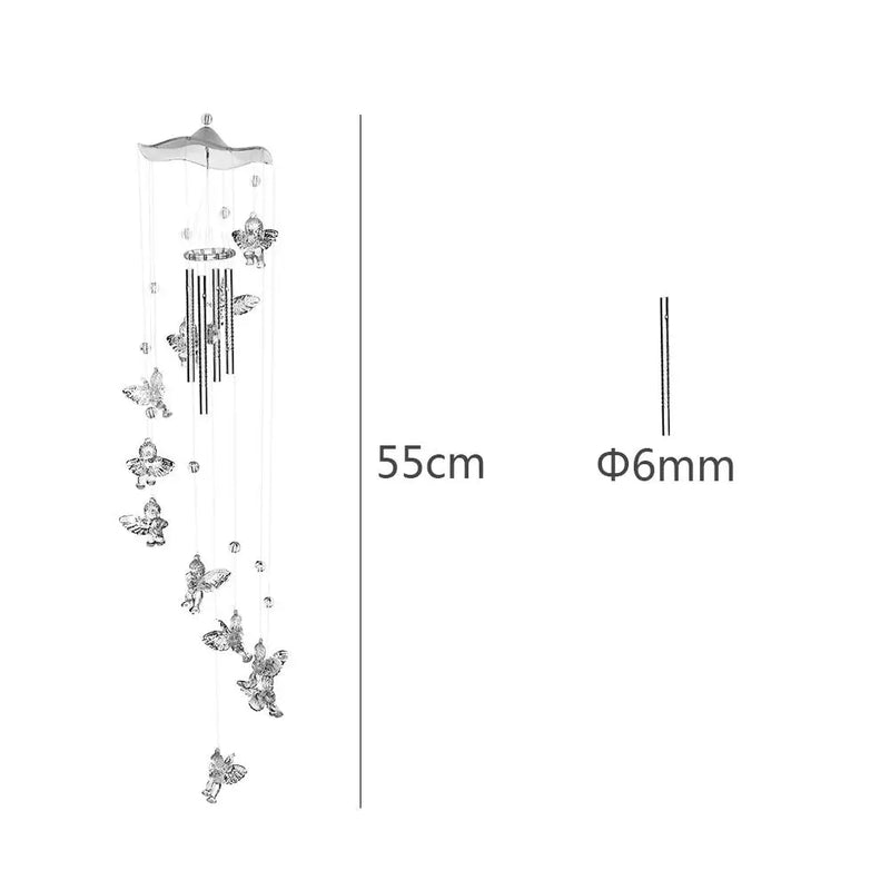 Klangverve Windspiel "Luftkuss" | Romantische Klangspiele mit Schmetterling & Glocke | 55 cm Metall Deko für Garten, Balkon & Fenster