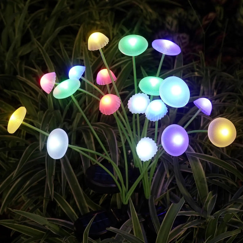 GlowPilz Solar-Gartenleuchte 6 LEDs | Quallen- & Pilzdesign | Für Garten, Terrasse & Außenbereiche