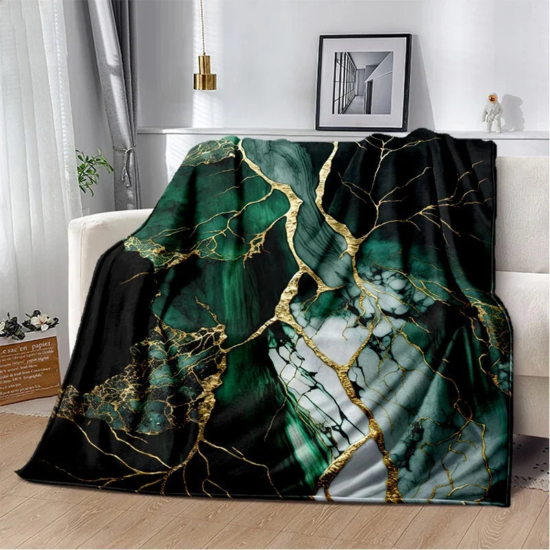Luxuriöse Decke mit Marmor-Design | Weiche Flanelldecke für Sofa, Bett & Reisen | Leicht, warm & hautfreundlich | Marvella