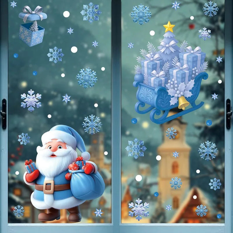 Frostella | Weihnachtliche Fensteraufkleber | Schneemann, Weihnachtsmann & Schneeflocken | Wiederverwendbar & rückstandsfrei | Für Glas & Spiegel