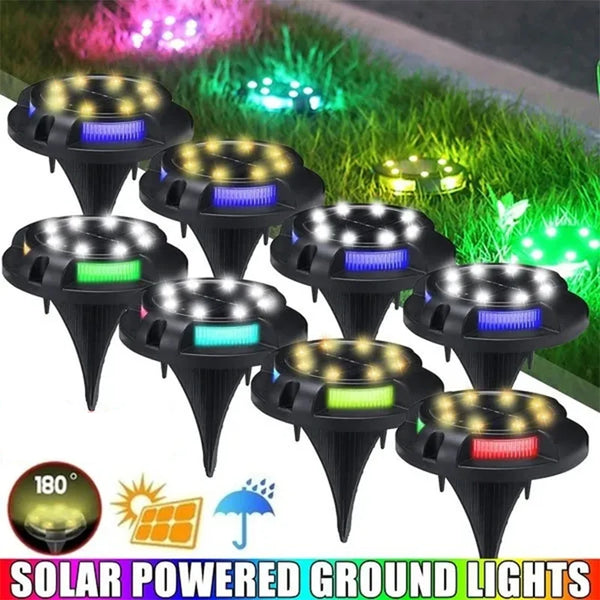 LumiTera GroundGlow 12 Solar-Bodenleuchte 12 LEDs | Edelstahl IP65 | Automatischer Dämmerungssensor | Für Garten, Terrasse & Wegbeleuchtung