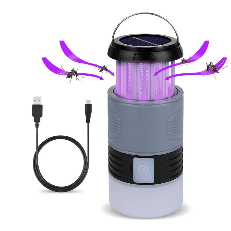 LumiGuard Solar LED Mückenlampe | UV-Schock & Notlicht | Wiederaufladbar & Tragbar | Für Camping & Garten