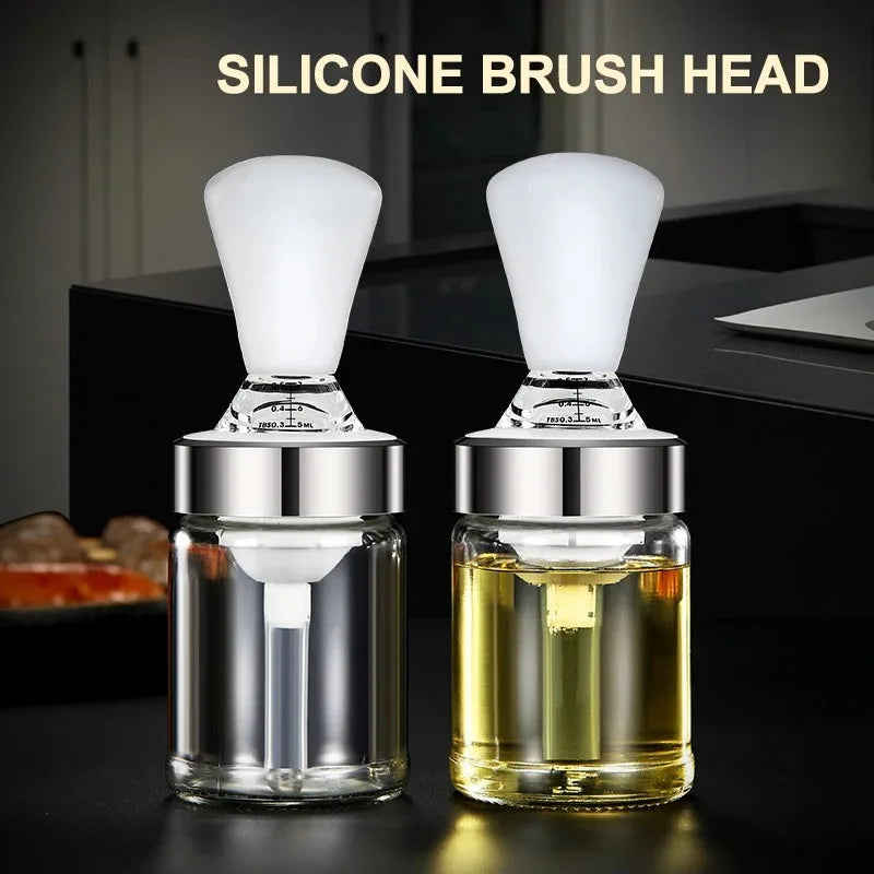 Brush&Pour Silikon-Ölpinsel mit Flasche | Auslaufsicherer Spender für Öl, Marinaden & Honig | 135 ml / 150 ml | Für BBQ & Backen