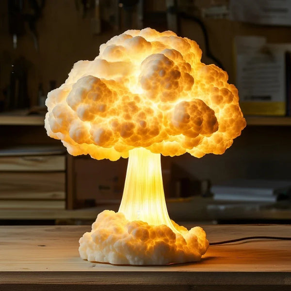 Tischlampe AtomicGlow | Atompilz-Design | Harz-Deko | USB-Anschluss | 3D Effekt