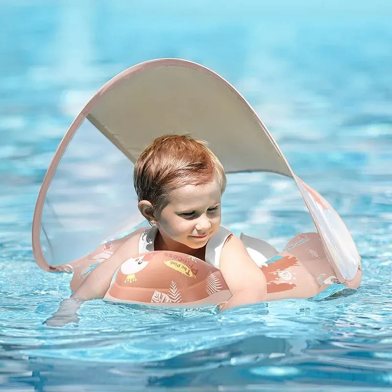 Baby Schwimmring SunBee | Mit UV-Schutzdach & Extra Stabil | Für Aktives Planschen | Aufblasbar & Tragbar