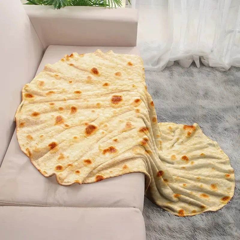 CosyTilla Flanell-Decke | Weiche & Warme Tortilla-Design-Decke für Sofa, Bett, Büro, Camping & Reisen
