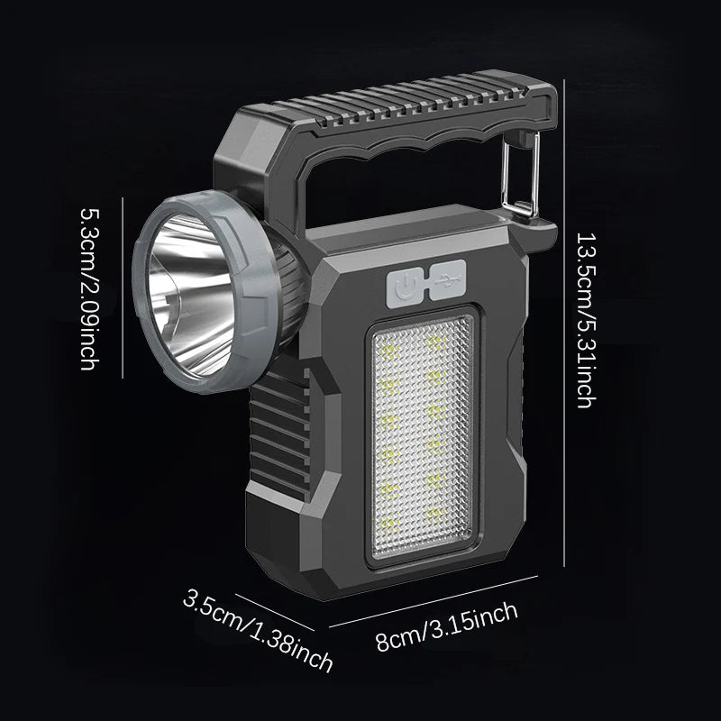 Aurilux OutdoorPro Solar Taschenlampe & Suchscheinwerfer | COB-Arbeitslicht | Wiederaufladbar | Outdoor & Notfälle