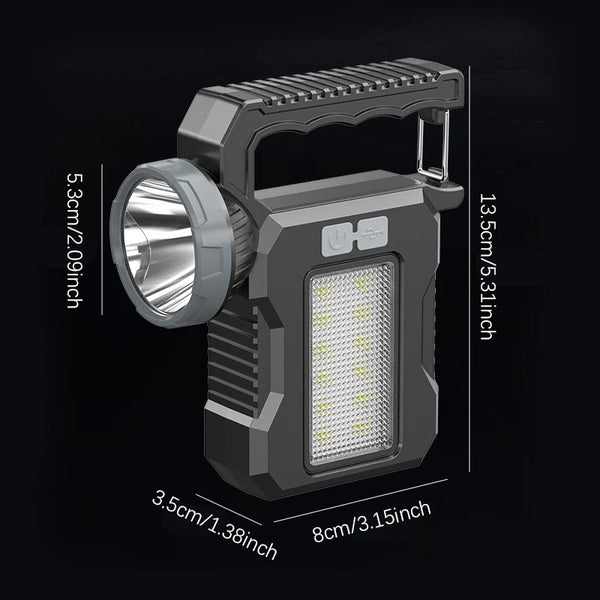 LumoVita Solar Taschenlampe | 4 Leuchtmodi | Wiederaufladbar mit Solar & USB-C | Outdoor & Notfall