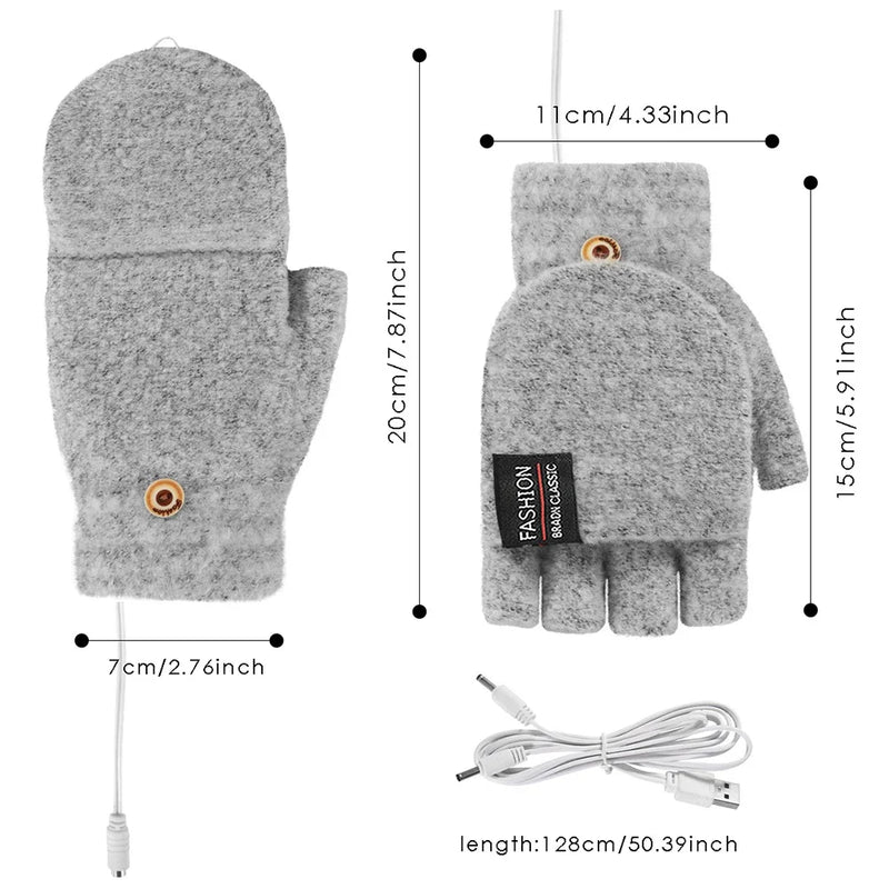 ThermoLoom USB Heizhandschuhe | 3 Wärmestufen | Weiches Strickmaterial | Unisex Einheitsgröße