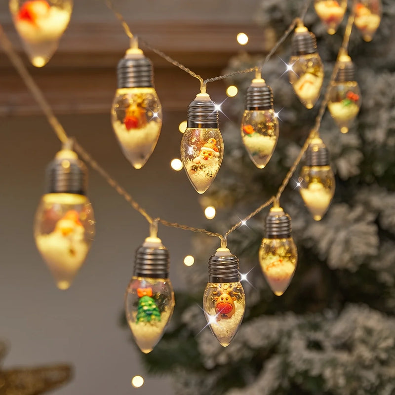 LED Schneeball Lichterkette „FrostyGlow“ | 2 m | 10 LEDs | Batteriebetrieben | Weihnachts- & Neujahrsdeko