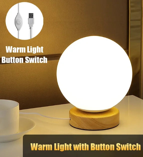 LumiCraft Touch-Tischlampe | USB-Wiederaufladbar | Warmweiß & RGB | Holz- & ABS-Design | 3W