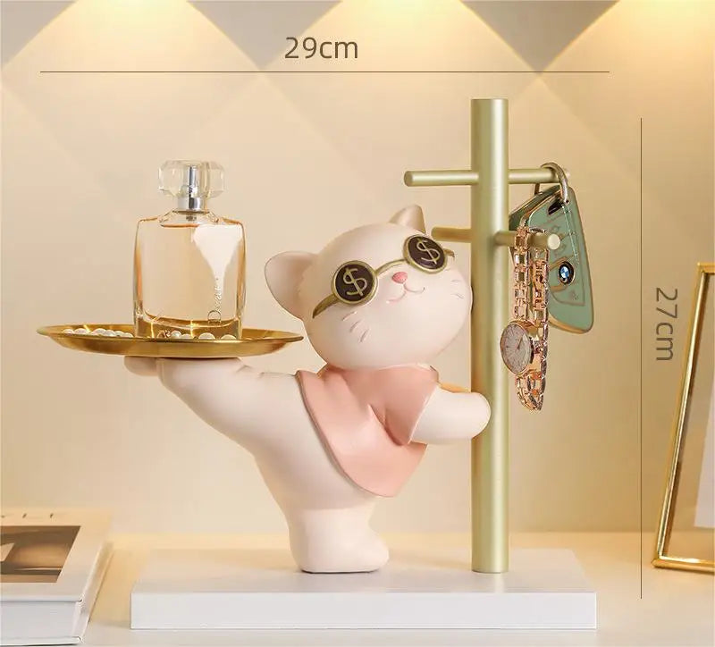 Charmoko Deko-Aufbewahrung mit Glücksbringer | LuckyCat & LuckyRabbit | Schmuck- & Schlüsselablage | Stilvolle Wohnaccessoires