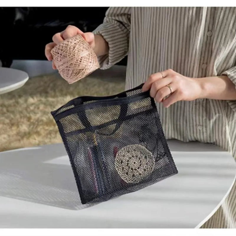 Dusch- & Strandtasche Netz | Atmungsaktiv & Schnell Trocknend | Outdoor Kulturbeutel | 23×20 cm