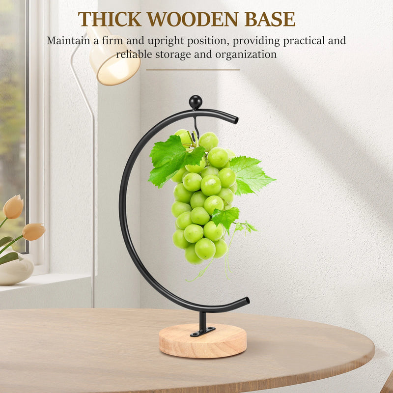 LunaFrucht Bananenhalter Mondform | Metall & Holz | Rostfrei & Stabil | 33×11,5 cm | Schwarz/Weiß