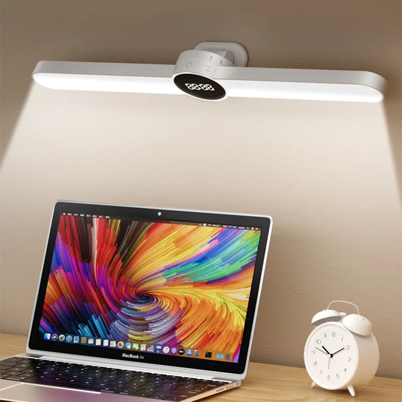LED-Schreibtischlampe ClarioMag | Mit Uhr & Wecker | Magnetisch & USB-Aufladbar | Stufenlos dimmbar | 35 cm