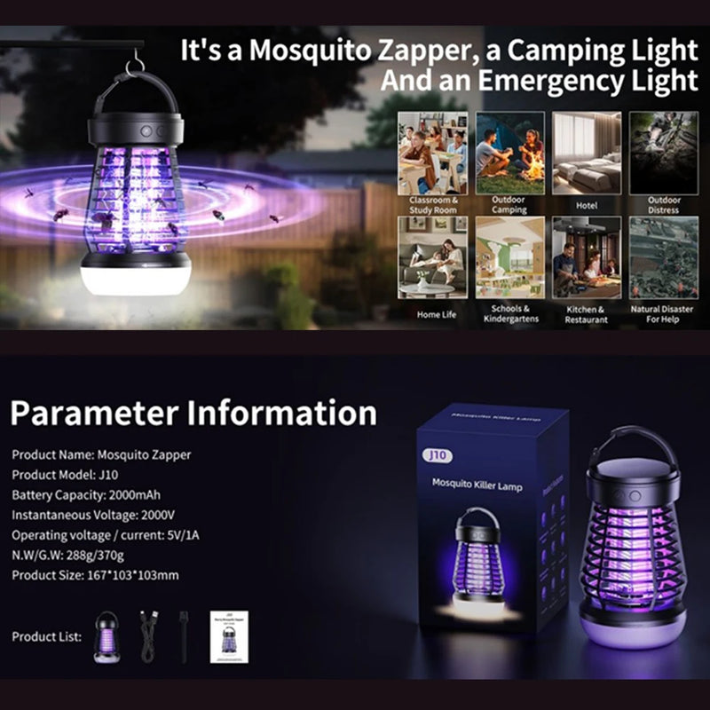 Mückenlampe Lumava Pro | 4-in-1 Campinglicht mit Insektenvernichter & SOS-Funktion | Wiederaufladbar mit USB-C & 2000 mAh Akku