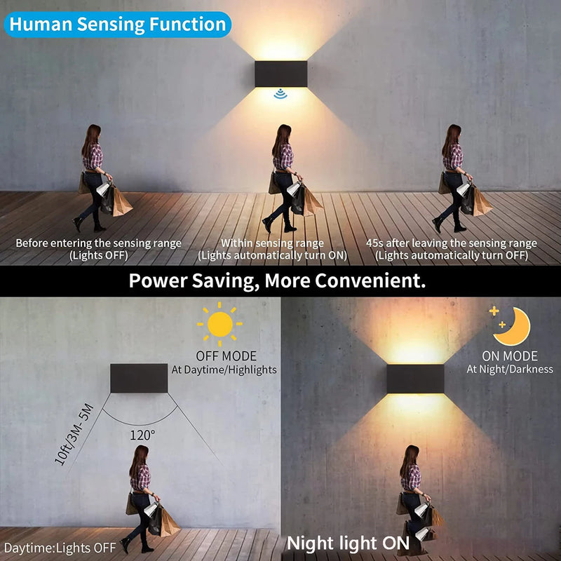 SensoLux LED-Wandleuchte | LED Außenwandleuchte 24W | Mit Bewegungssensor | IP65 Wasserdicht | Einstellbarer Strahler in Schwarz/Weiß