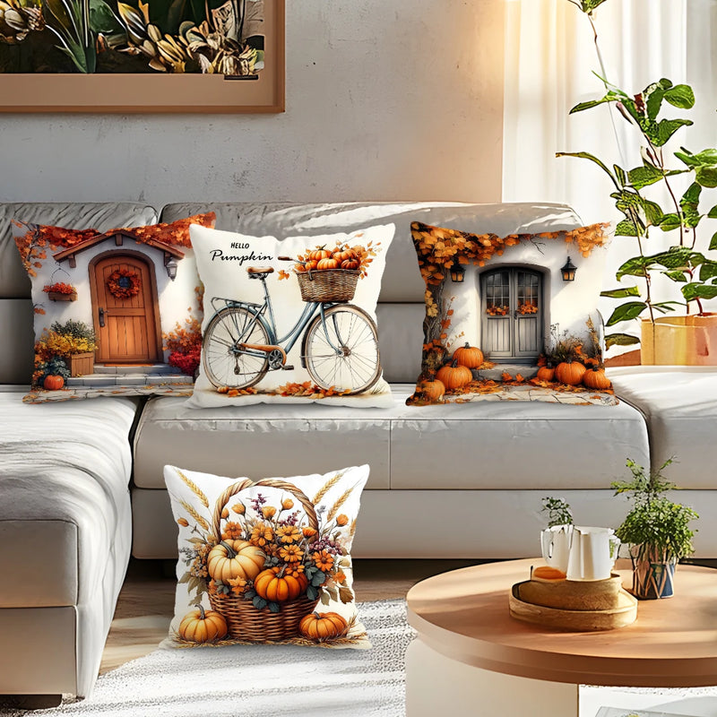 LaubTraum | Zierkissenbezug Retro-Herbst | Dekorativer Akzent fürs Sofa | Polyester 45×45 cm