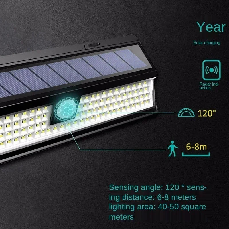 SunSecure 90 Solar Wandleuchte mit Bewegungssensor | 90 LEDs | 3 Modi | IP65 Wasserdicht | 4400 mAh Akku | Außenbeleuchtung für Garten, Terrasse & Hof