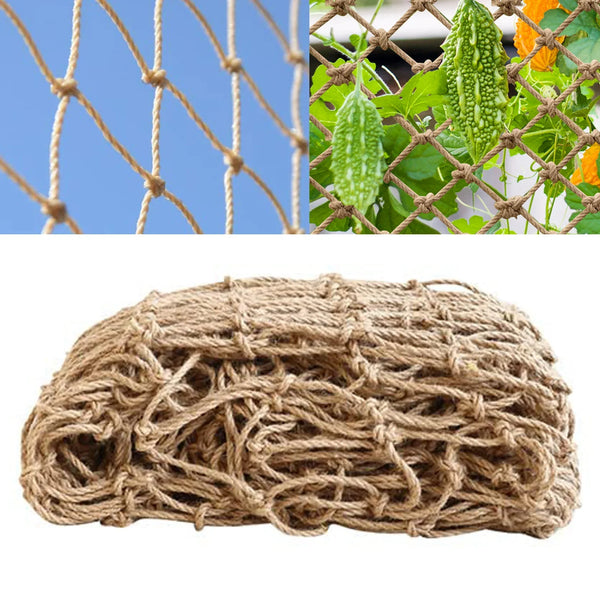 Florava EcoGrid Pflanzennetz aus Jute | Natürliches Kletternetz für Garten & Dekoration | 1 m²