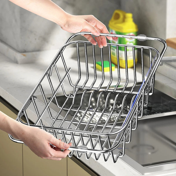 Abtropfgestell Flexinox | Ausziehbar & Rutschfest | Edelstahl Spülkorb für Spüle & Arbeitsplatte