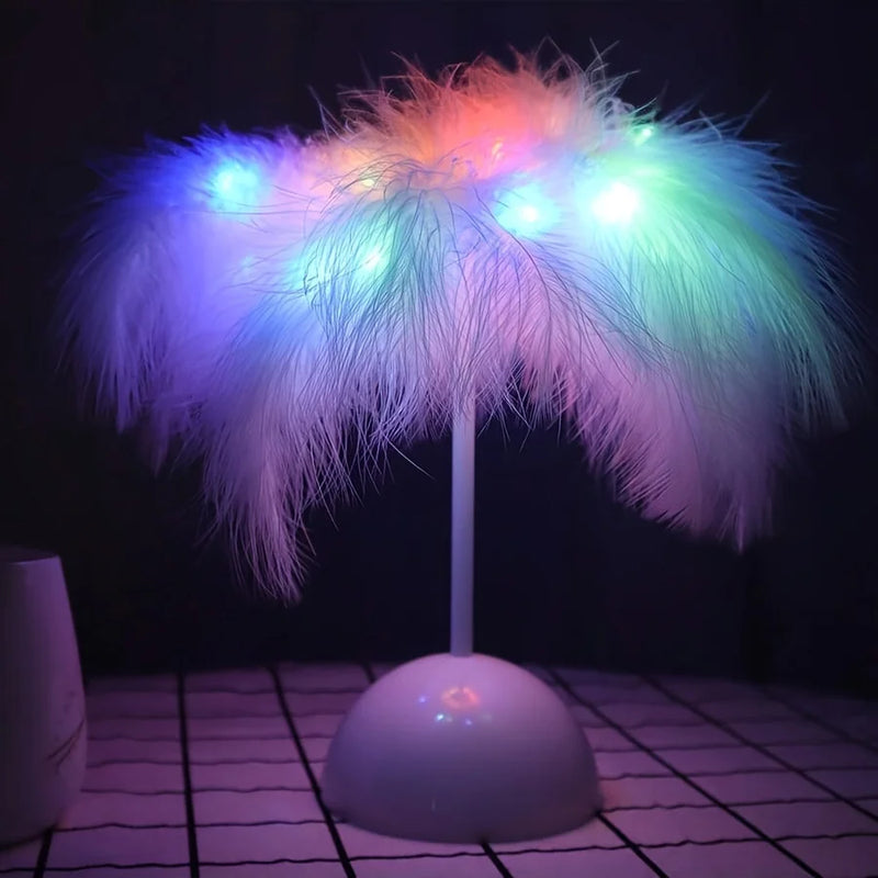 Feaura | Feder Tischlampe | Warmweiß | Romantische LED Deko