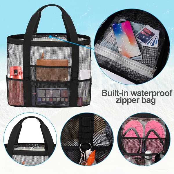 Solmara Strandtasche Damen XXL | Wasserdicht & Sandfrei | 9 Fächer | Ultraleicht & Faltbar