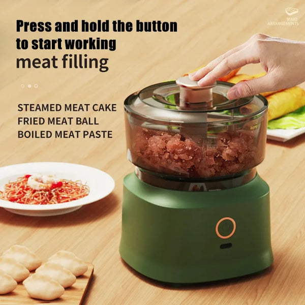 KüchenBlitz | Mini Kabelloser Elektrischer Knoblauchzerkleinerer | 350 ml | USB-Ladefunktion | Für Fleisch, Gemüse & Pürees