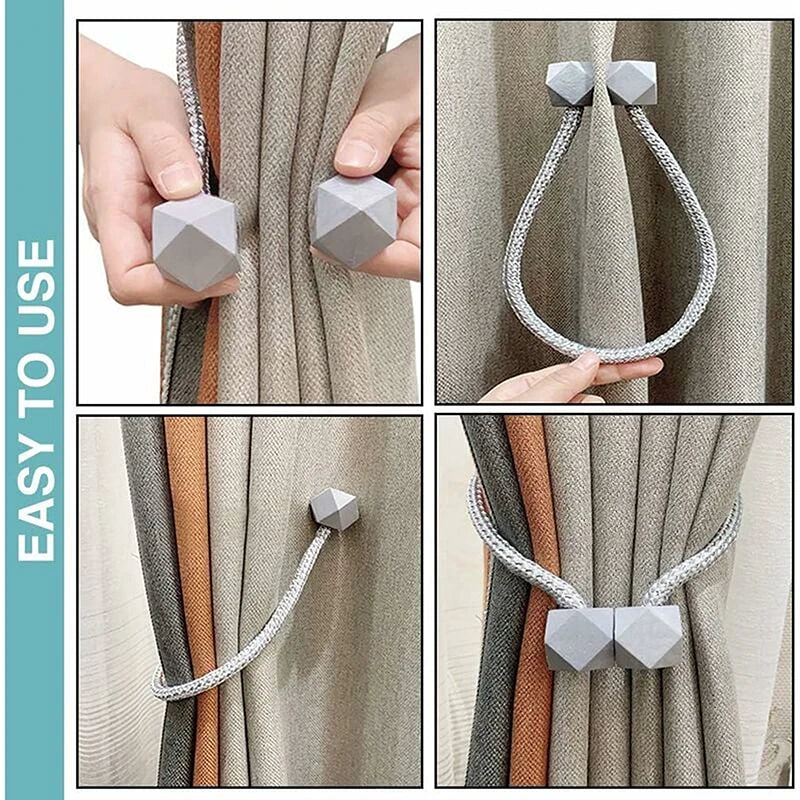 Magrovia Gardinenhalter mit Magnet | 2er-Set | Dickes Seil-Design & Starker Halt | Für Wohnzimmer, Schlafzimmer & Küche