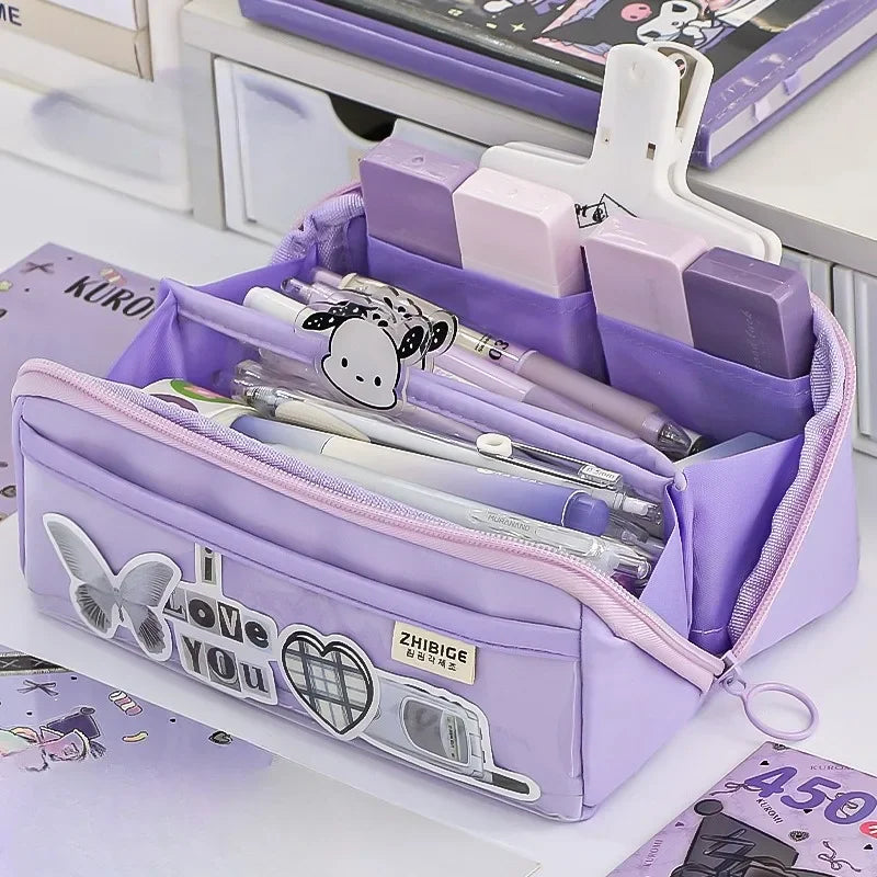 Federmäppchen KIDZORA CrystalBag | Transparent & Vielseitig | 10-Fächer Design | Große Kapazität für Schule & Freizeit