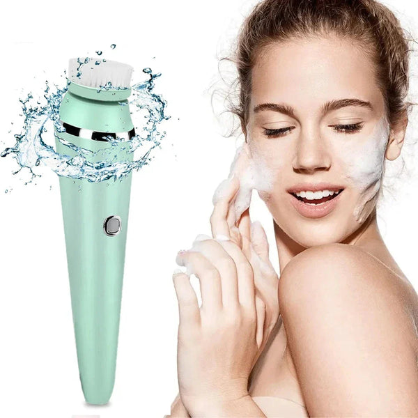 PureVibe 4-in-1 Gesichtsreinigungsbürste | Sonic-Technologie & Massage | Wasserdicht IPX6 | Wiederaufladbar & inkl. 4 Bürstenaufsätzen