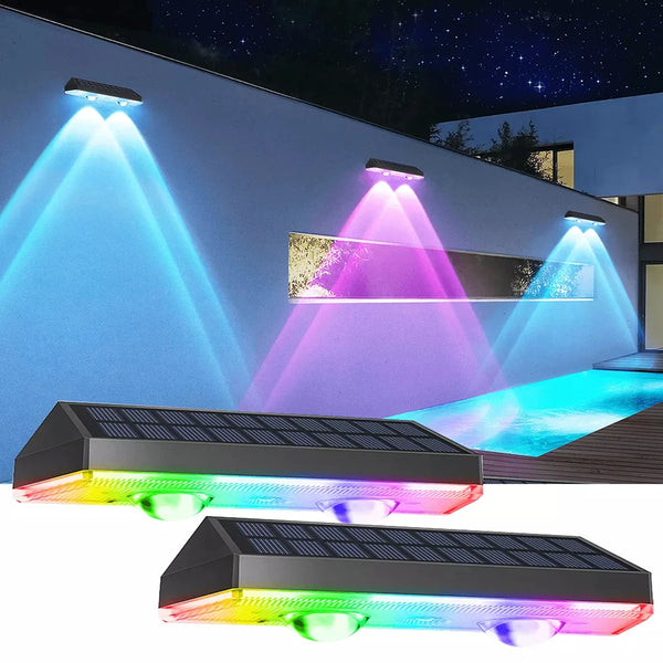 Solar Gartenleuchten ColorFlare Duo | 7-Farb-Modus & Warmweiß | IP65 wetterfest | 2er-Set