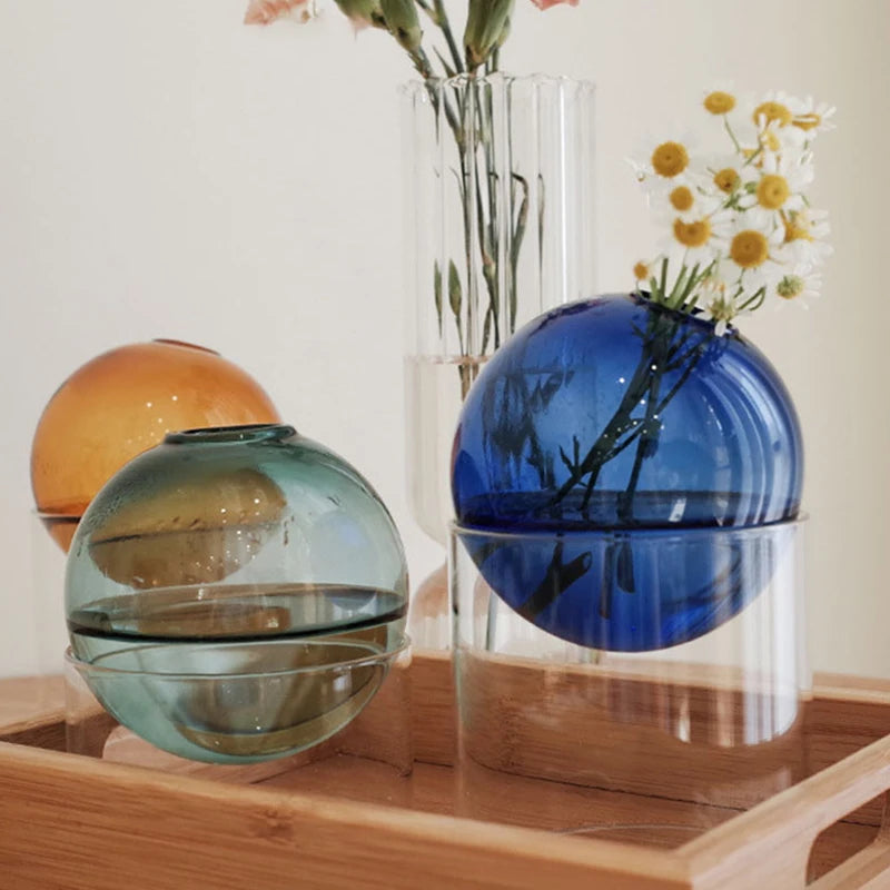 Nordic Glass Vase | Minimalistisches Design | Borosilikatglas | Kugelform in 2 Größen