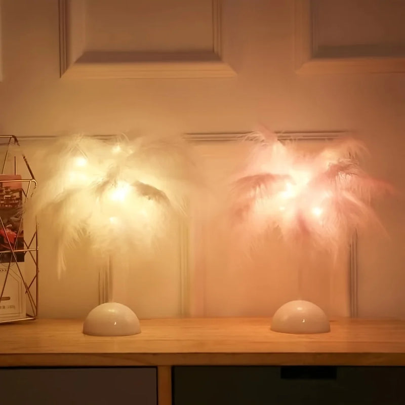 Feaura | Feder Tischlampe | Warmweiß | Romantische LED Deko