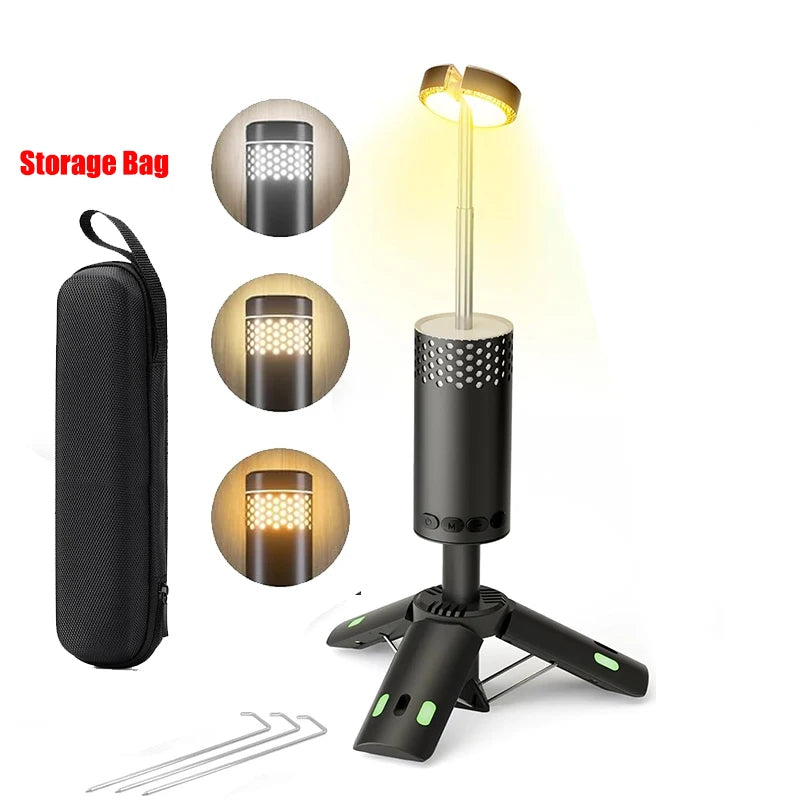 LumaPeak Campinglampe | 10.000 mAh Akku | Teleskop-Design & Stativ | Dimmbar mit SOS-Funktion | Outdoor & Notfalllampe