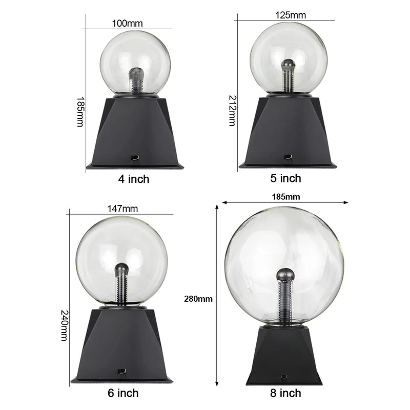 Electrava | Magische Plasma-Kugel Lampe | LED Blitzlicht mit Touch & Sound | 220V EU-Stecker | 10–20 cm | Party- & Deko-Licht