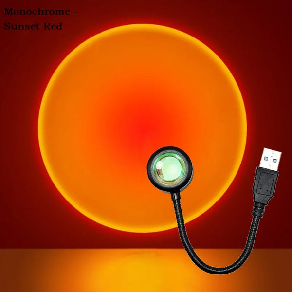 Sonnenuntergang Lampe AuraGlow | USB LED Projektor mit 13 Farbmodi | 360° drehbar | Sunset & Rainbow Effekt für Fotos & Raumdeko