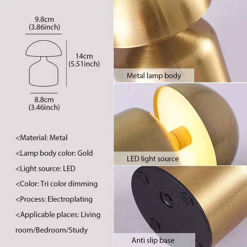 LumoVerde LED-Tischlampe | Wiederaufladbar | 3 Farbtemperaturen & Touch-Dimmer | 4W | 5V