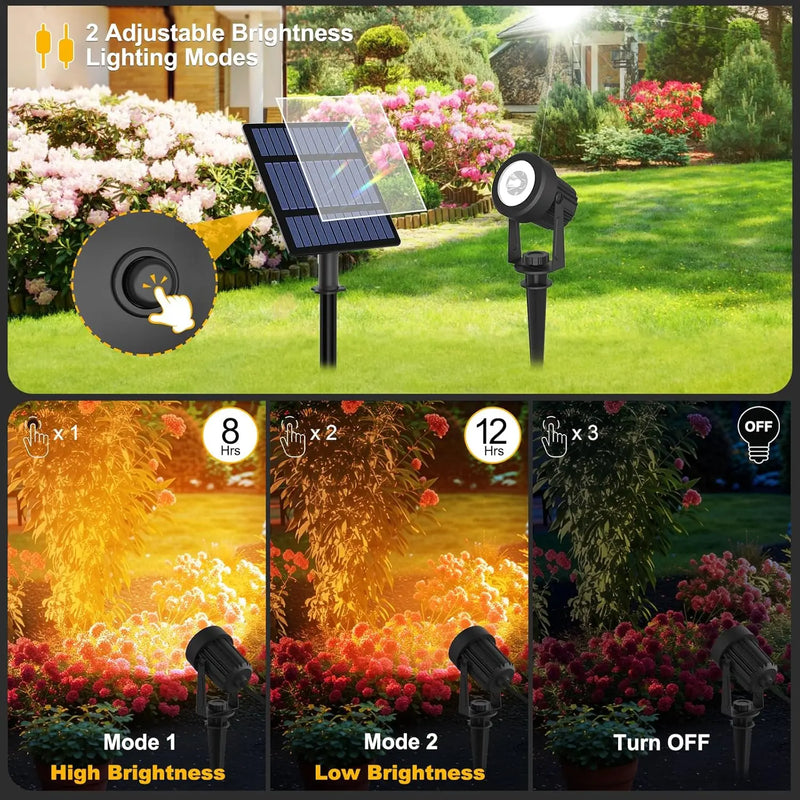Solar Gartenstrahler LumiGlow DuoColor | 3000K/6000K Warm- & Kaltweiß | IP65 Wasserdicht | Automatischer Dämmerungssensor