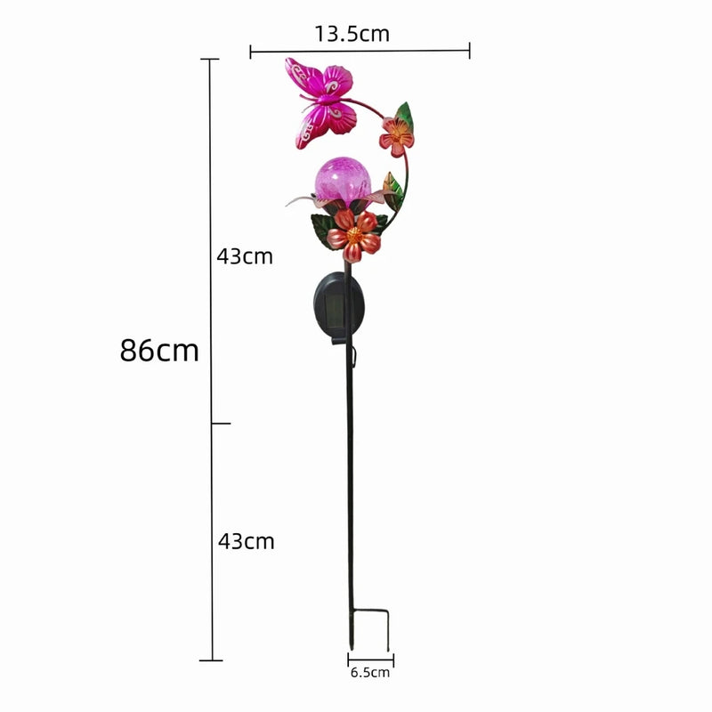 Floravina Sonnenblüte Solar Gartenstecker Blume mit LED | Glasblüte & Eisenstab | Automatisches Licht bei Dämmerung | Für Garten, Balkon & Terrasse