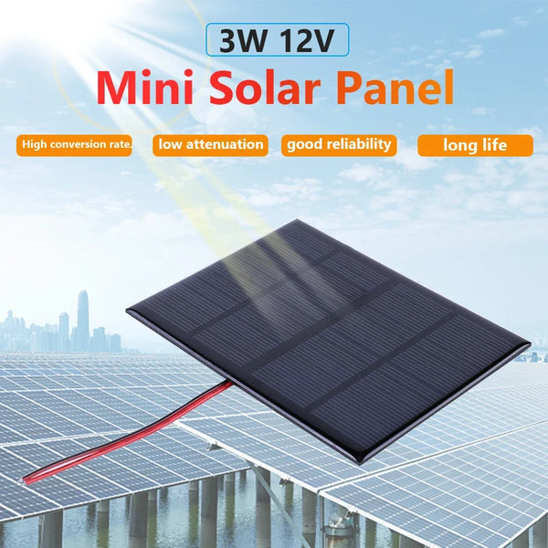 SolaMini ChargeX Mini Solarpanel 12V | 3W Polykristallin | Für Handy, Licht & Pumpe | Tragbar & Langlebig