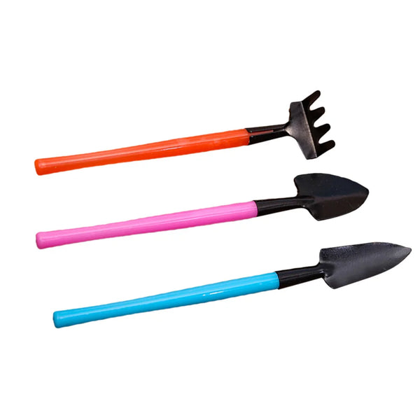 Florinita 3-teiliges Mini-Gartenwerkzeug-Set | Handspaten, Rechen & Schaufel | Für Zimmerpflanzen & Bonsai | 22 cm Länge